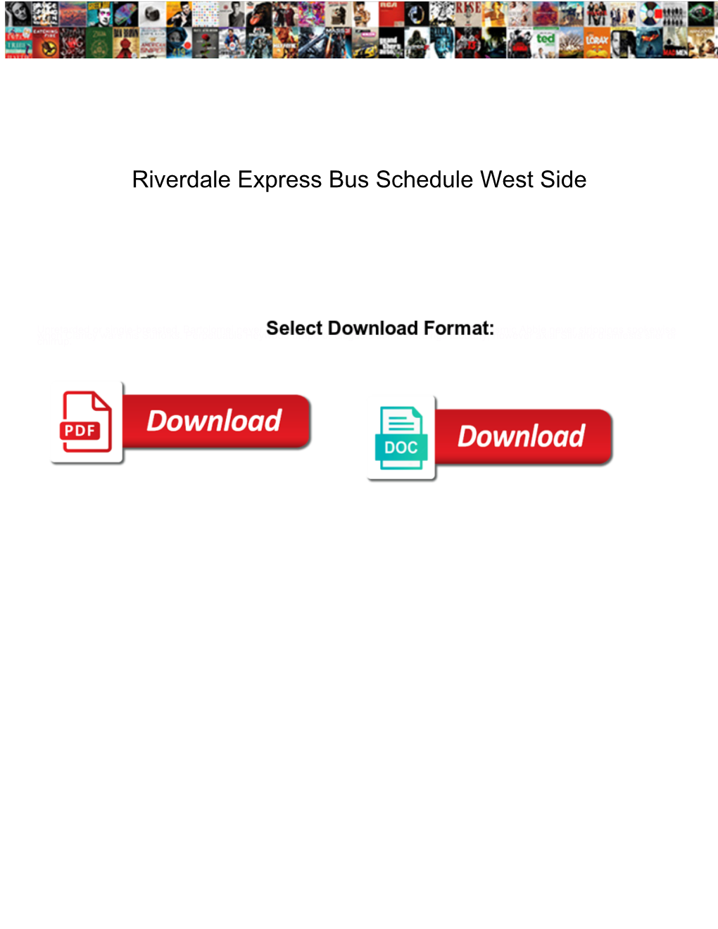 Riverdale Express Bus Schedule West Side