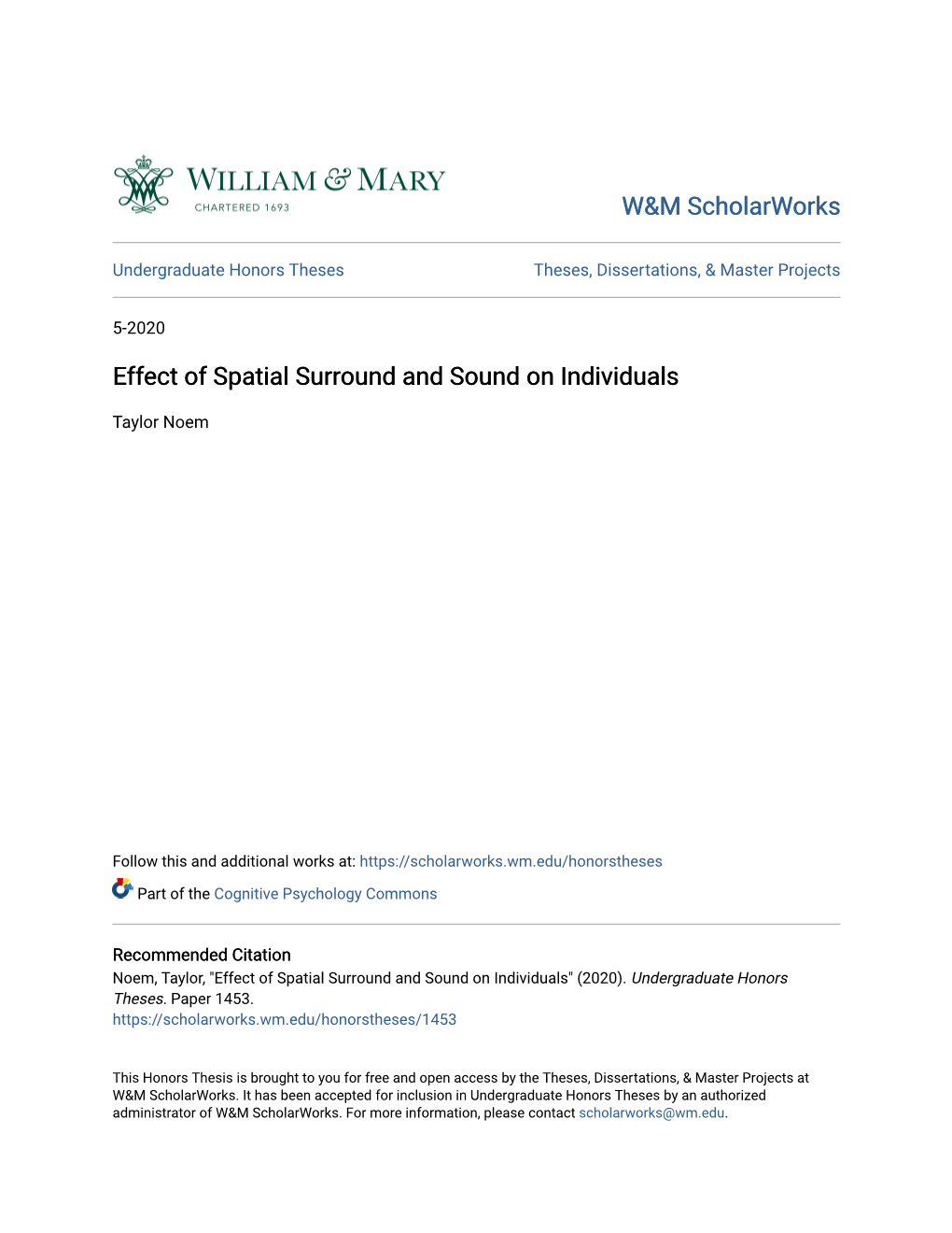 Effect of Spatial Surround and Sound on Individuals