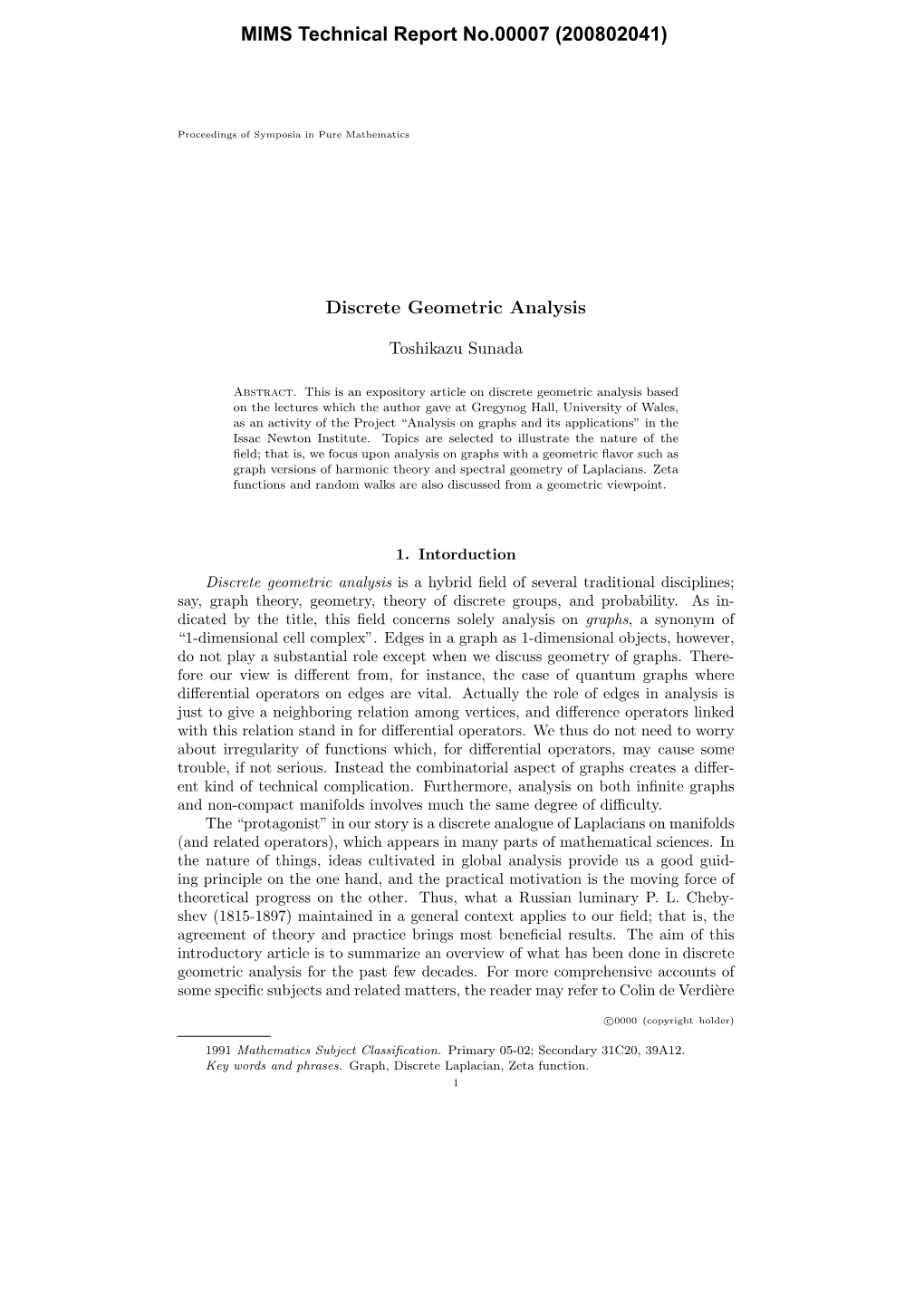 Discrete Geometric Analysis