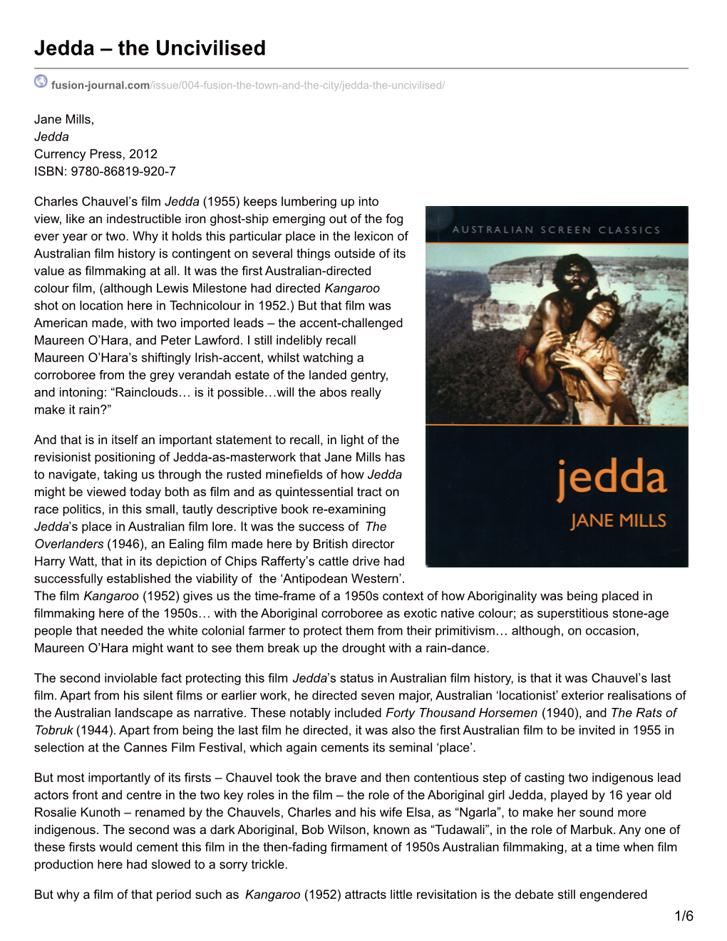 Jedda – the Uncivilised
