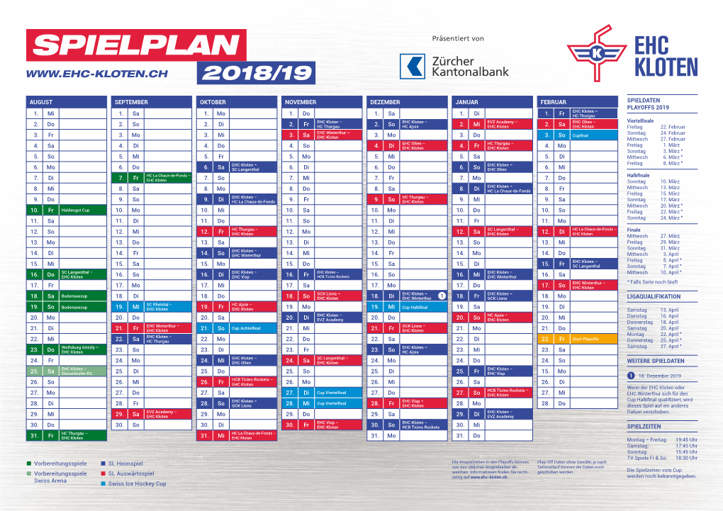 Spielplan 2018/19