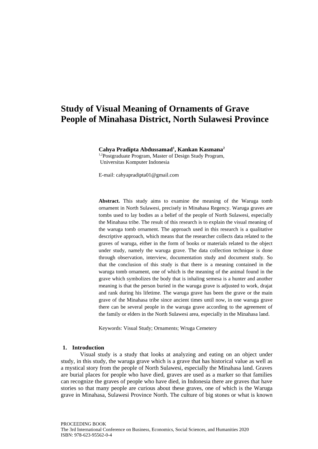 Study of Visual Meaning of Ornaments of Grave People of Minahasa District, North Sulawesi Province