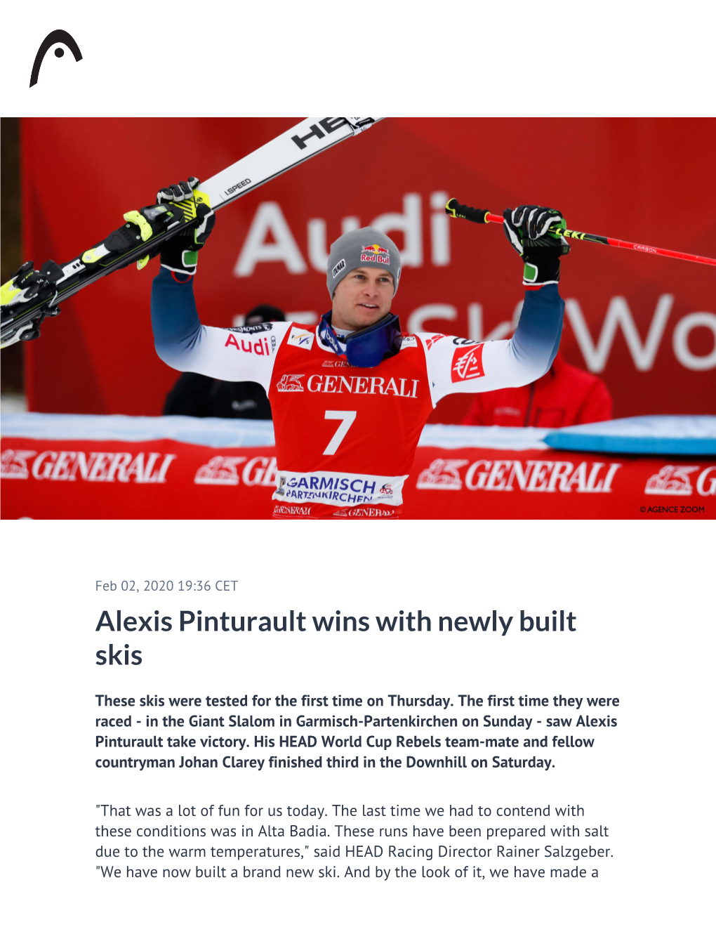 Alexis Pinturault Wins with Newly Built Skis