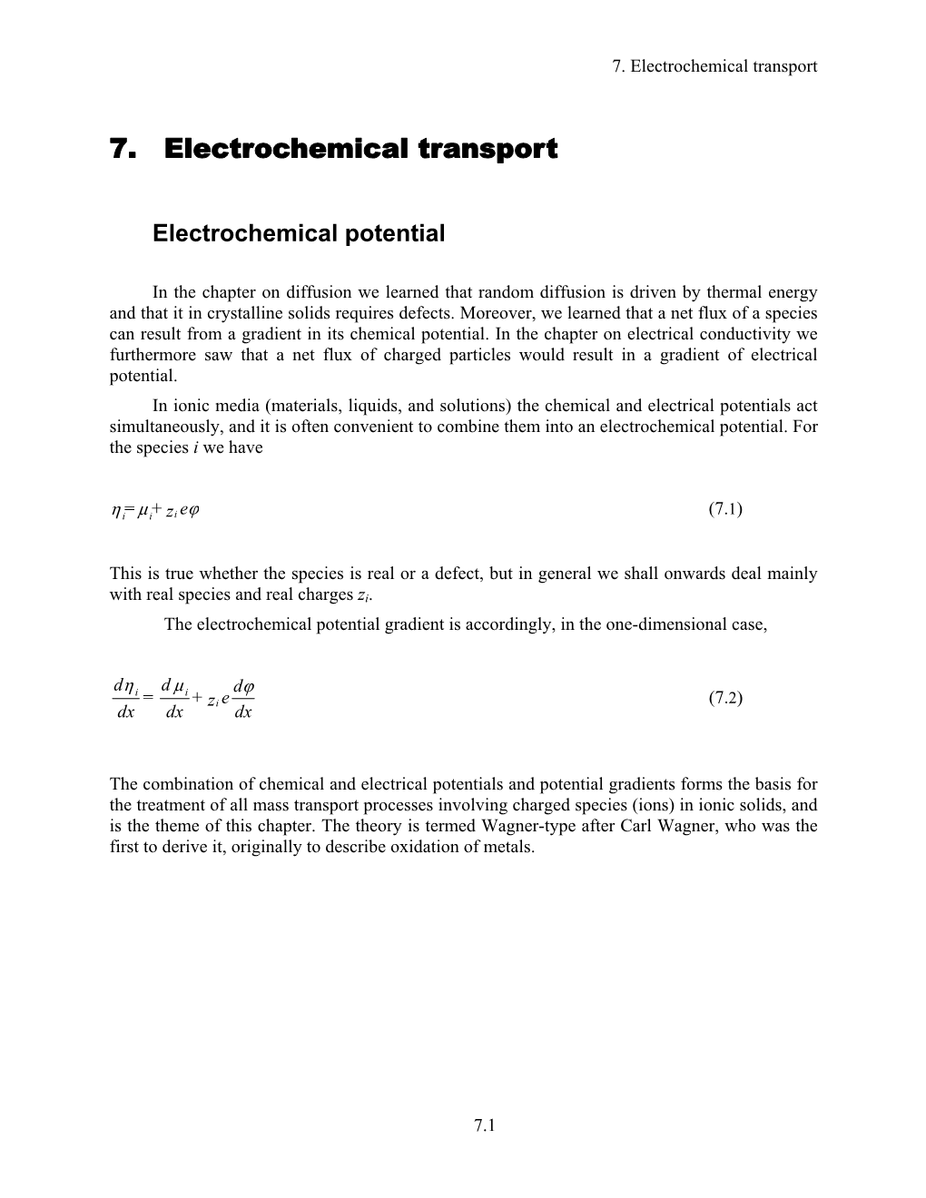 7. Electrochemical Transport