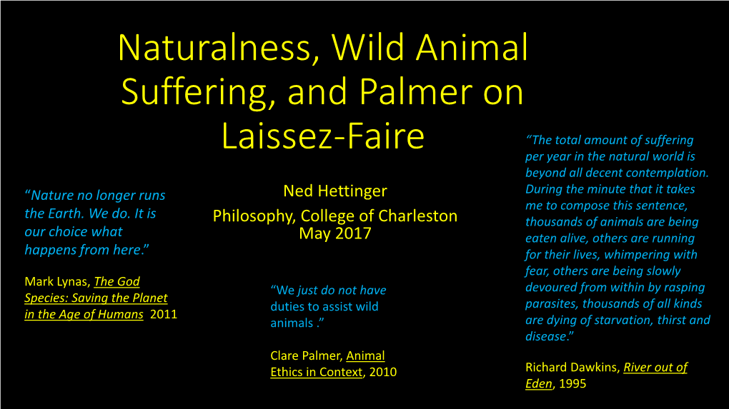 Powerpoint on Naturalness, Wild Animal Suffering, and Palmer On