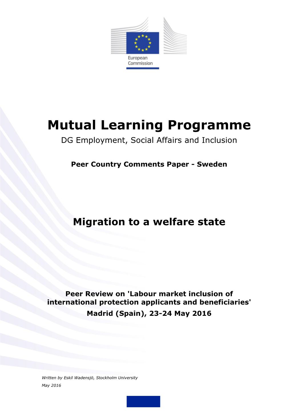 Mutual Learning Programme DG Employment, Social Affairs and Inclusion