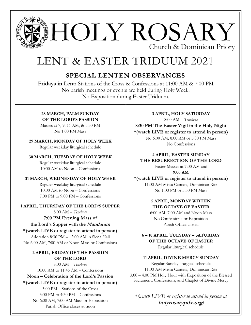 Lent & Easter Triduum 2021