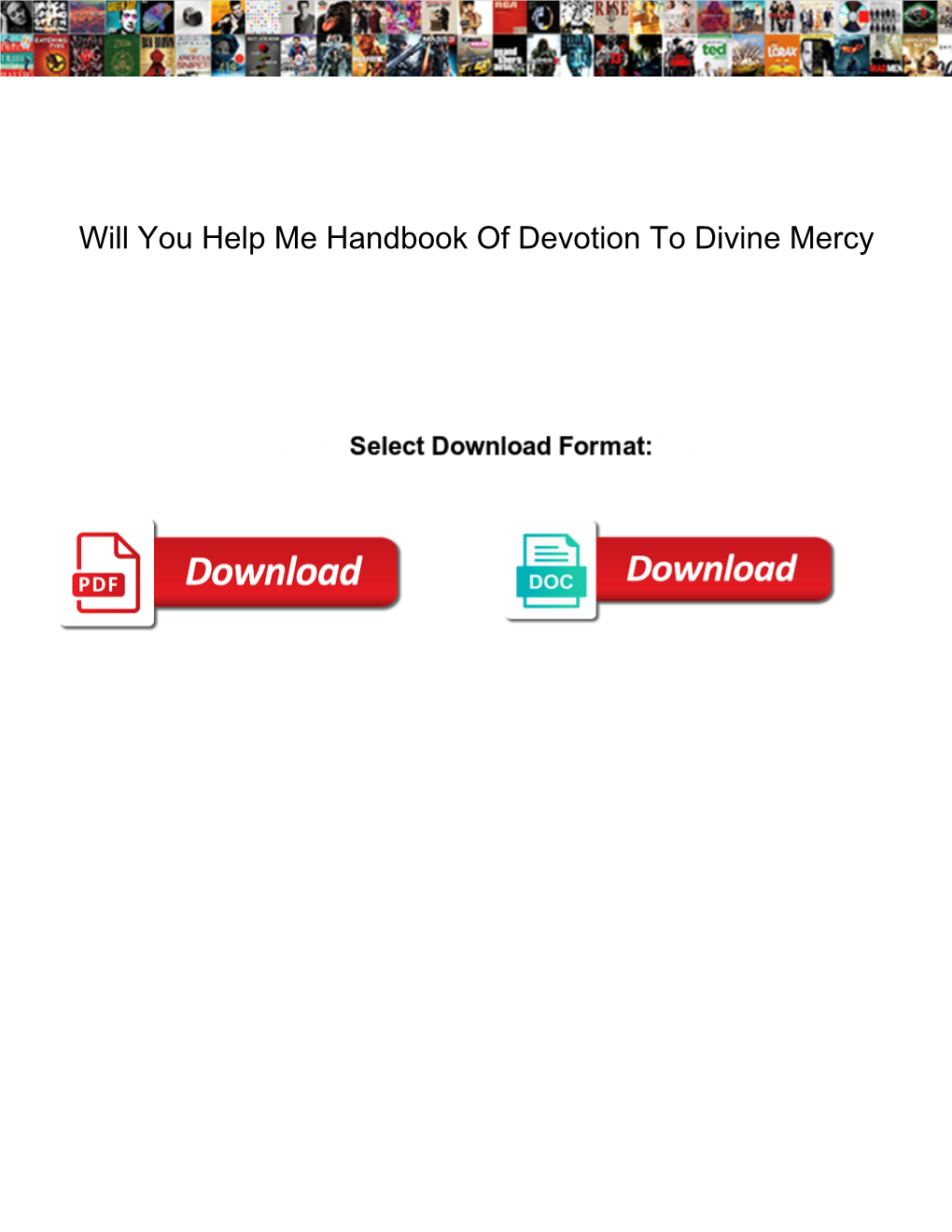 Will You Help Me Handbook of Devotion to Divine Mercy