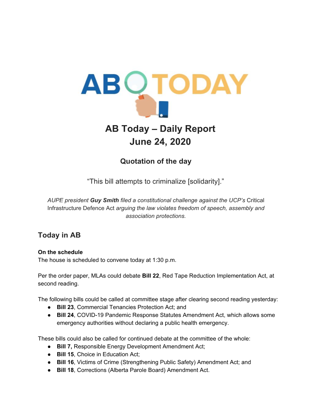 AB Today – Daily Report June 24, 2020