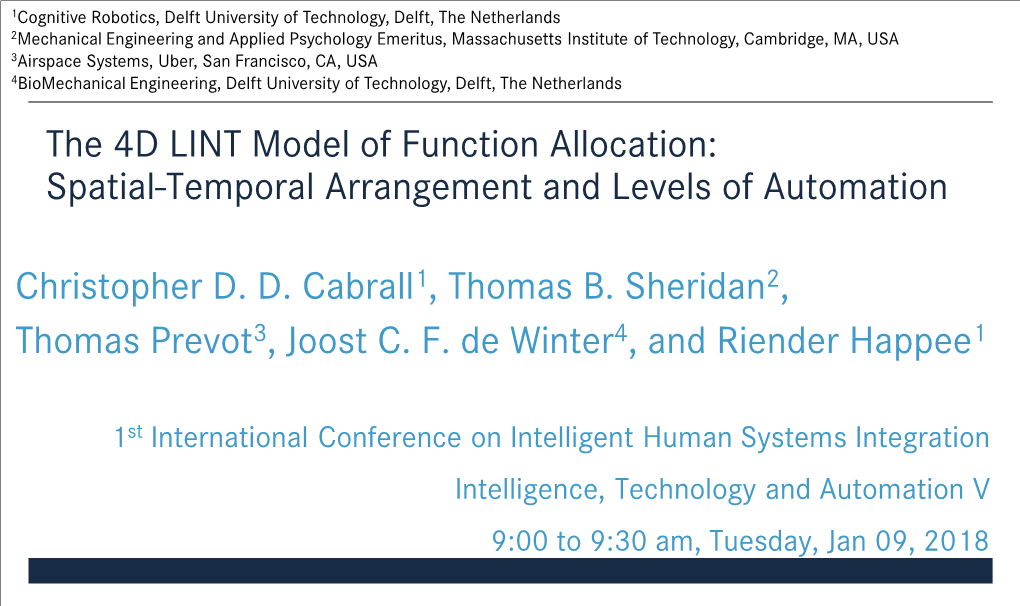 The 4D LINT Model of Function Allocation: Spatial-Temporal Arrangement and Levels of Automation