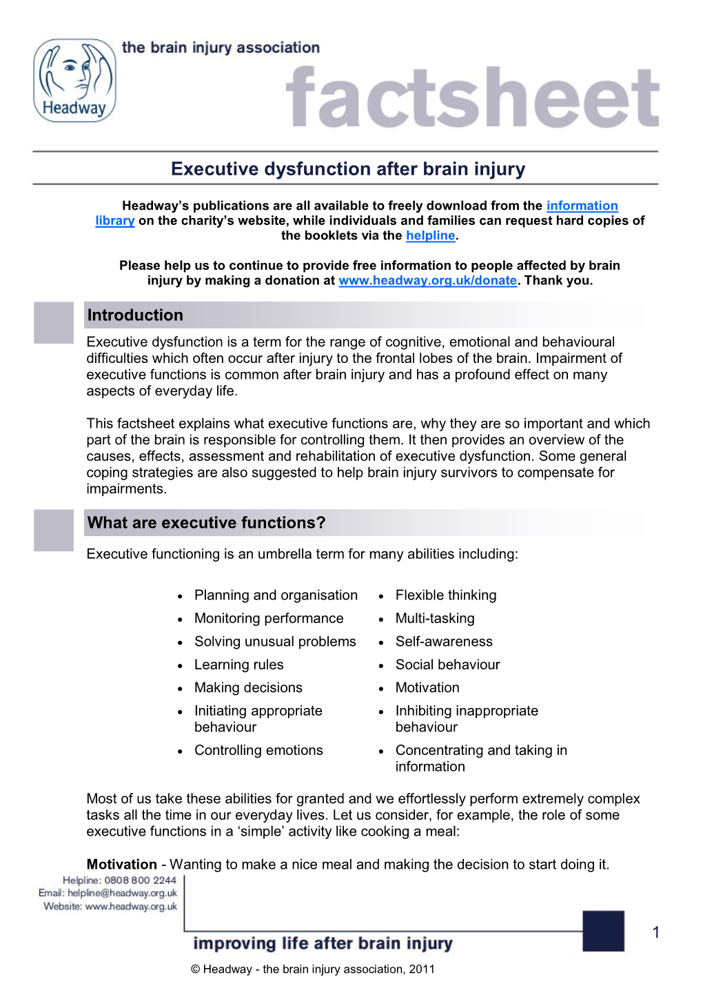 Executive Dysfunction After Brain Injury