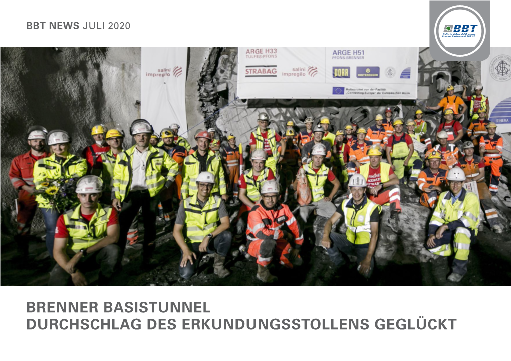 Brenner Basistunnel Durchschlag Des Erkundungsstollens Geglückt