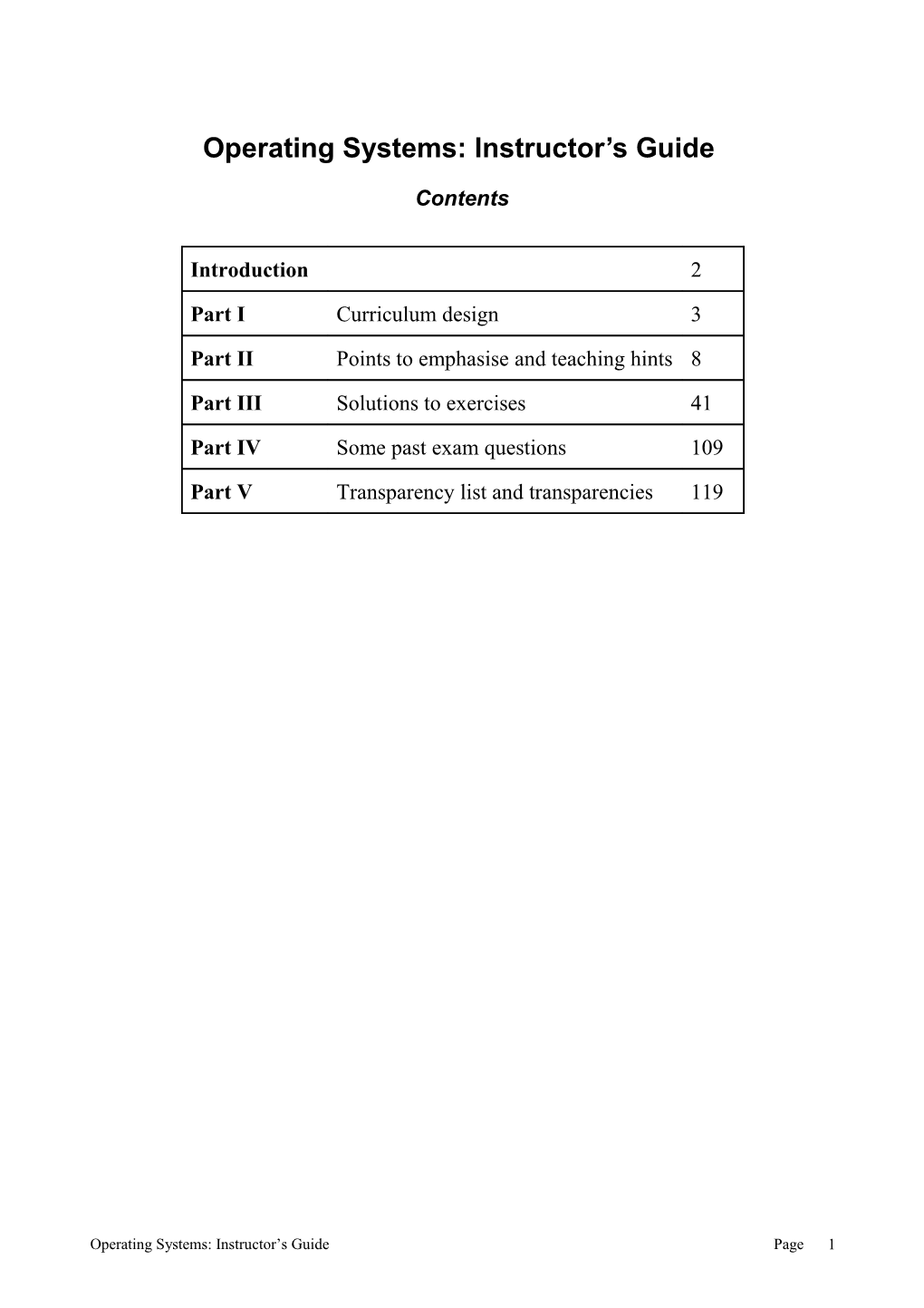 Concurrent Systems: Instructor S Guide