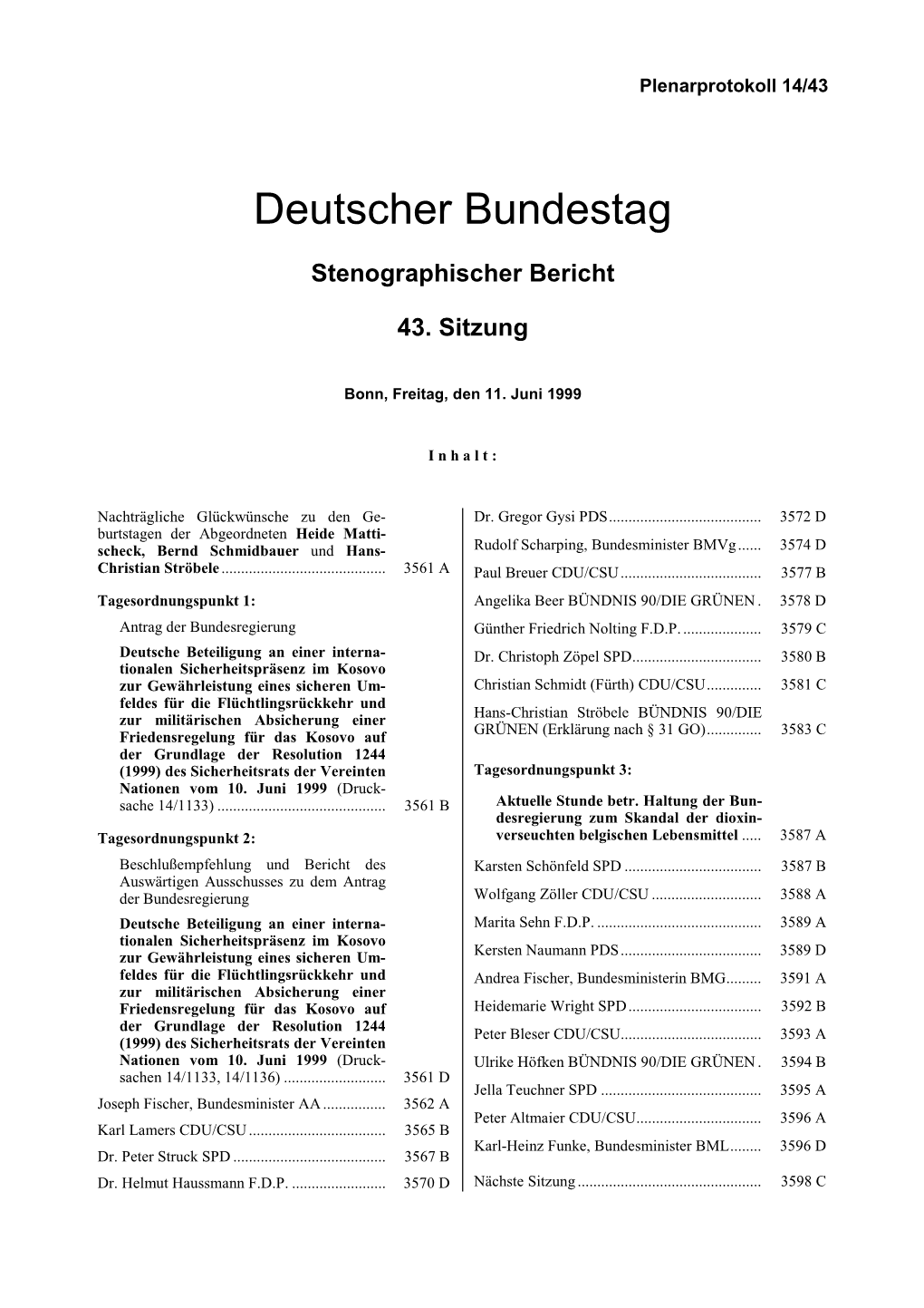 Stenographischer Bericht 43. Sitzung