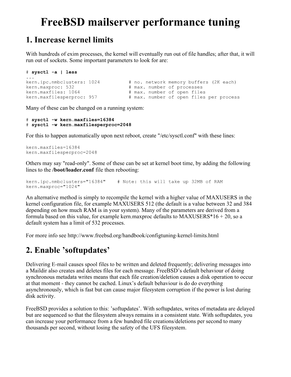 Freebsd Mailserver Performance Tuning 1