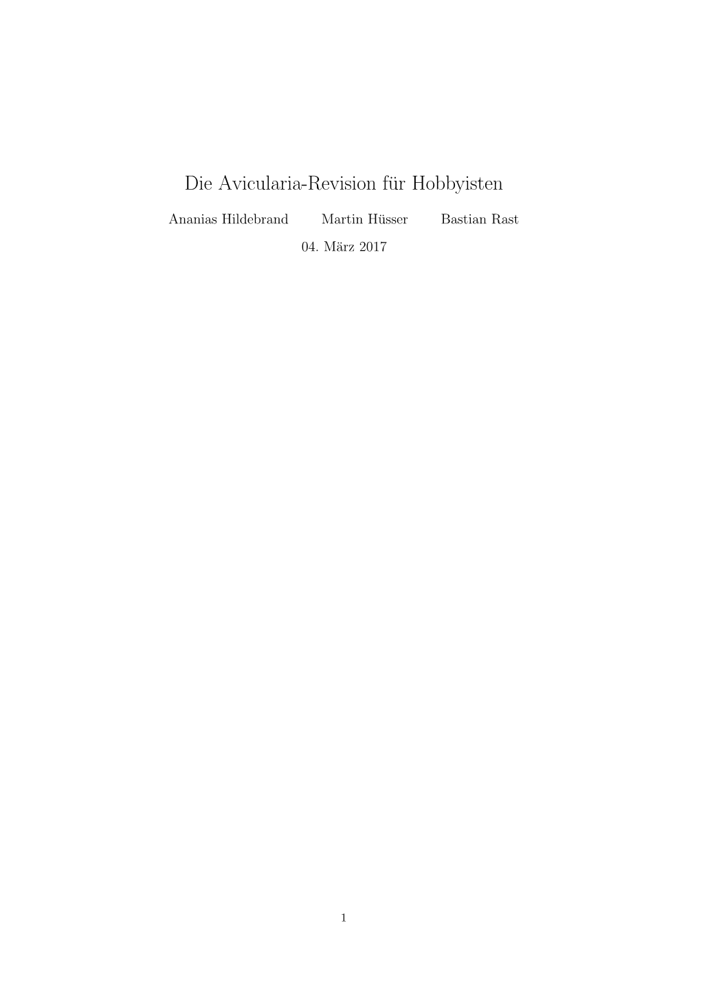 Die Avicularia-Revision Für Hobbyisten