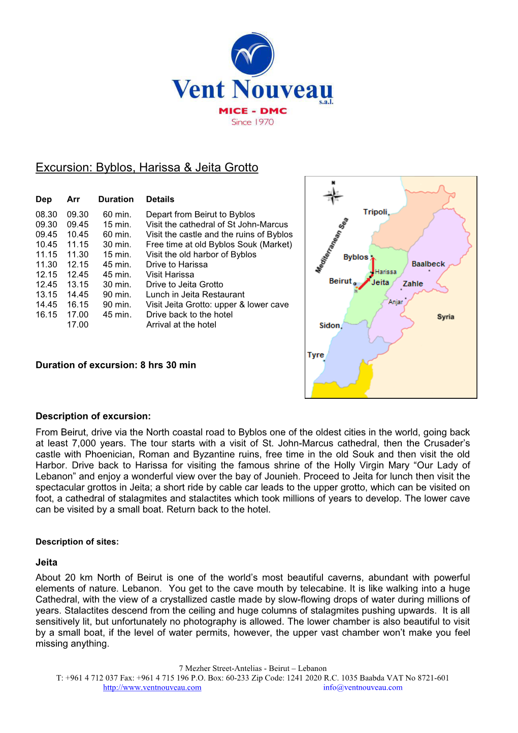 Excursion: Byblos, Harissa & Jeita Grotto