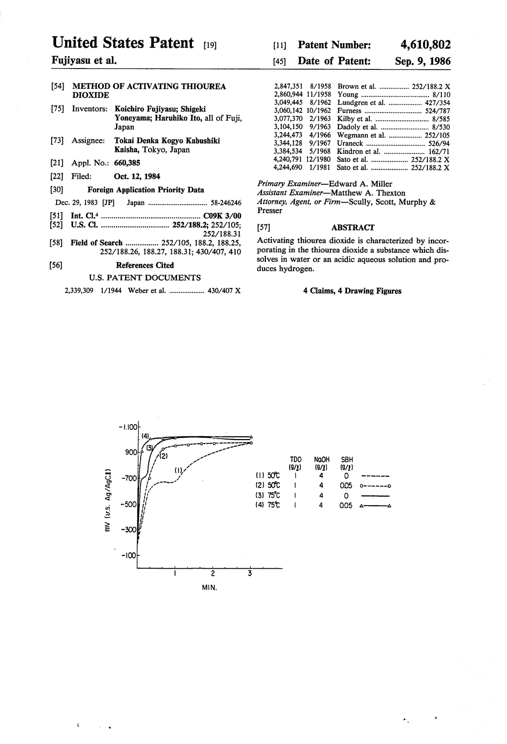 United States Patent (19) 11 Patent Number: 4,610,802 Fujiyasu Et Al