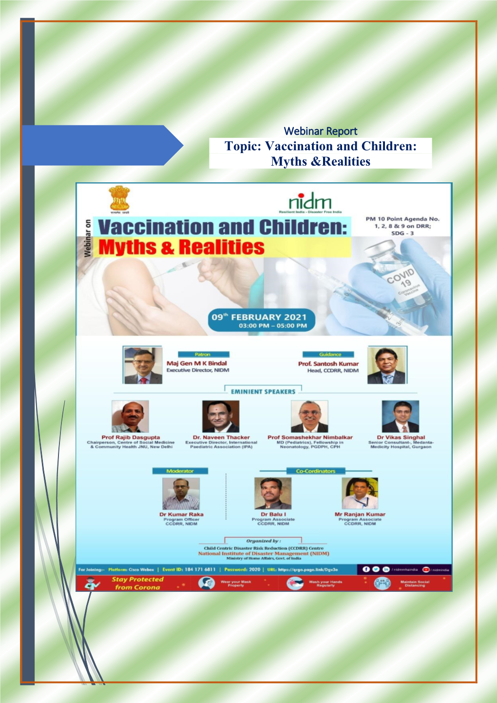 Topic: Vaccination and Children: Myths &Realities