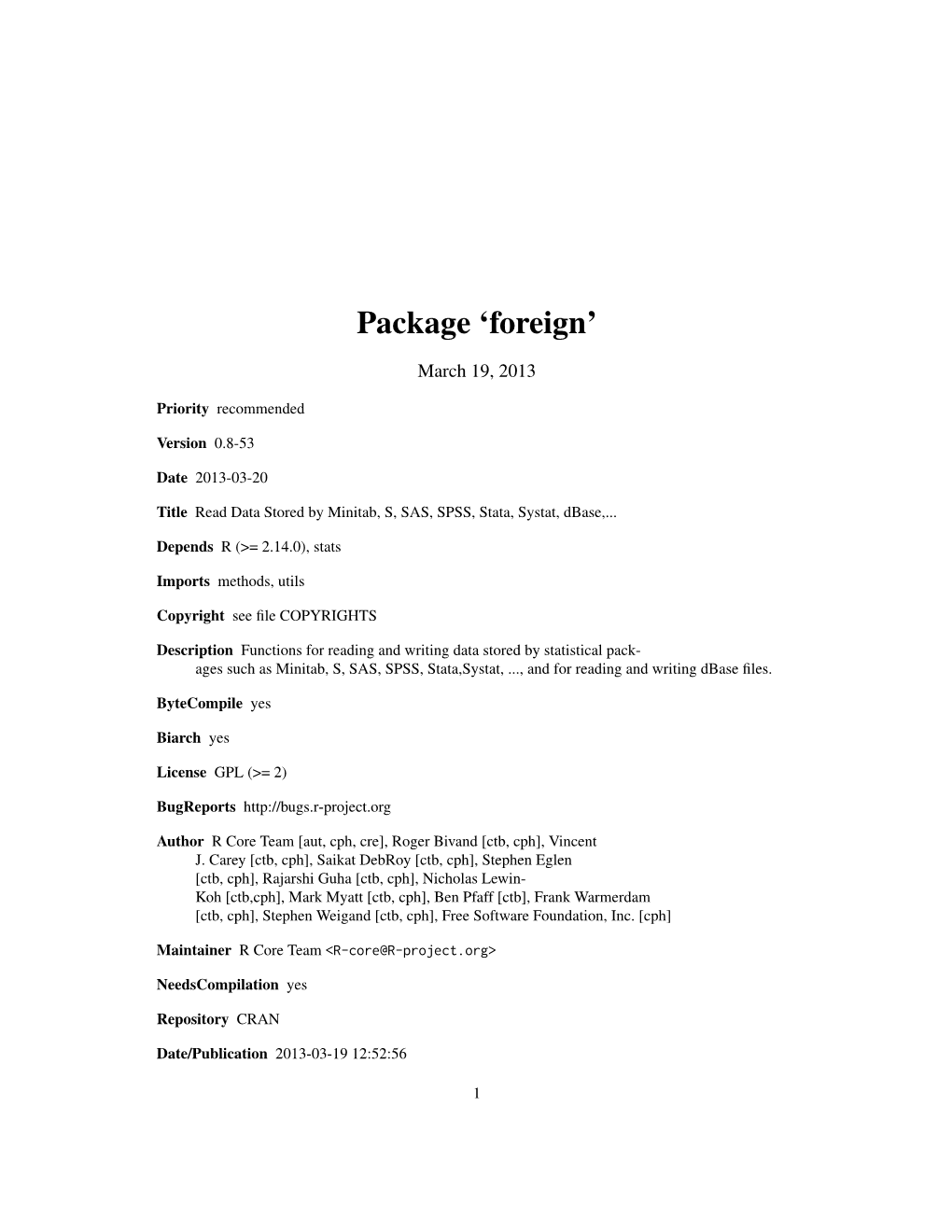 Package 'Foreign'