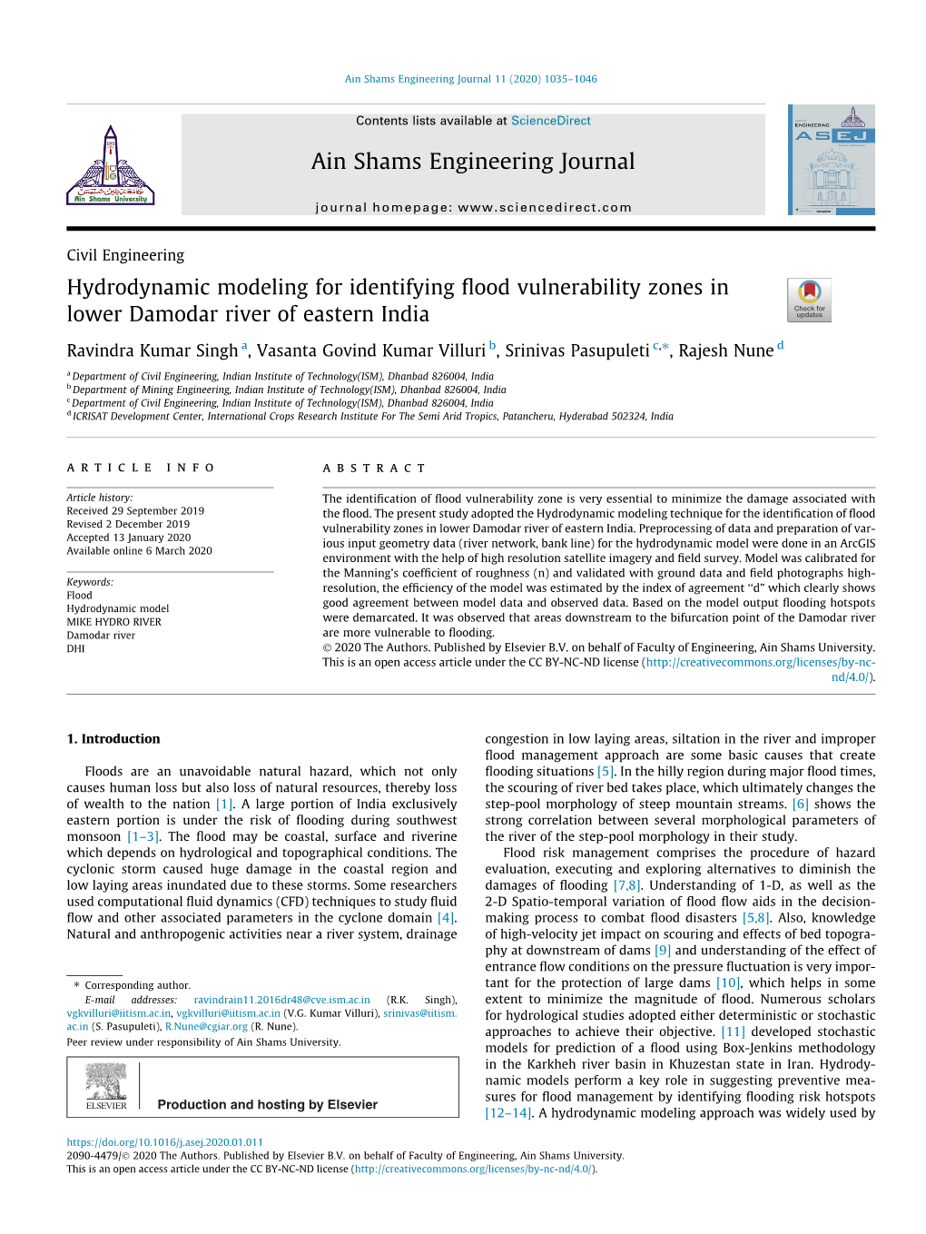 Hydrodynamic Modeling for Identifying Flood Vulnerability Zones in Lower