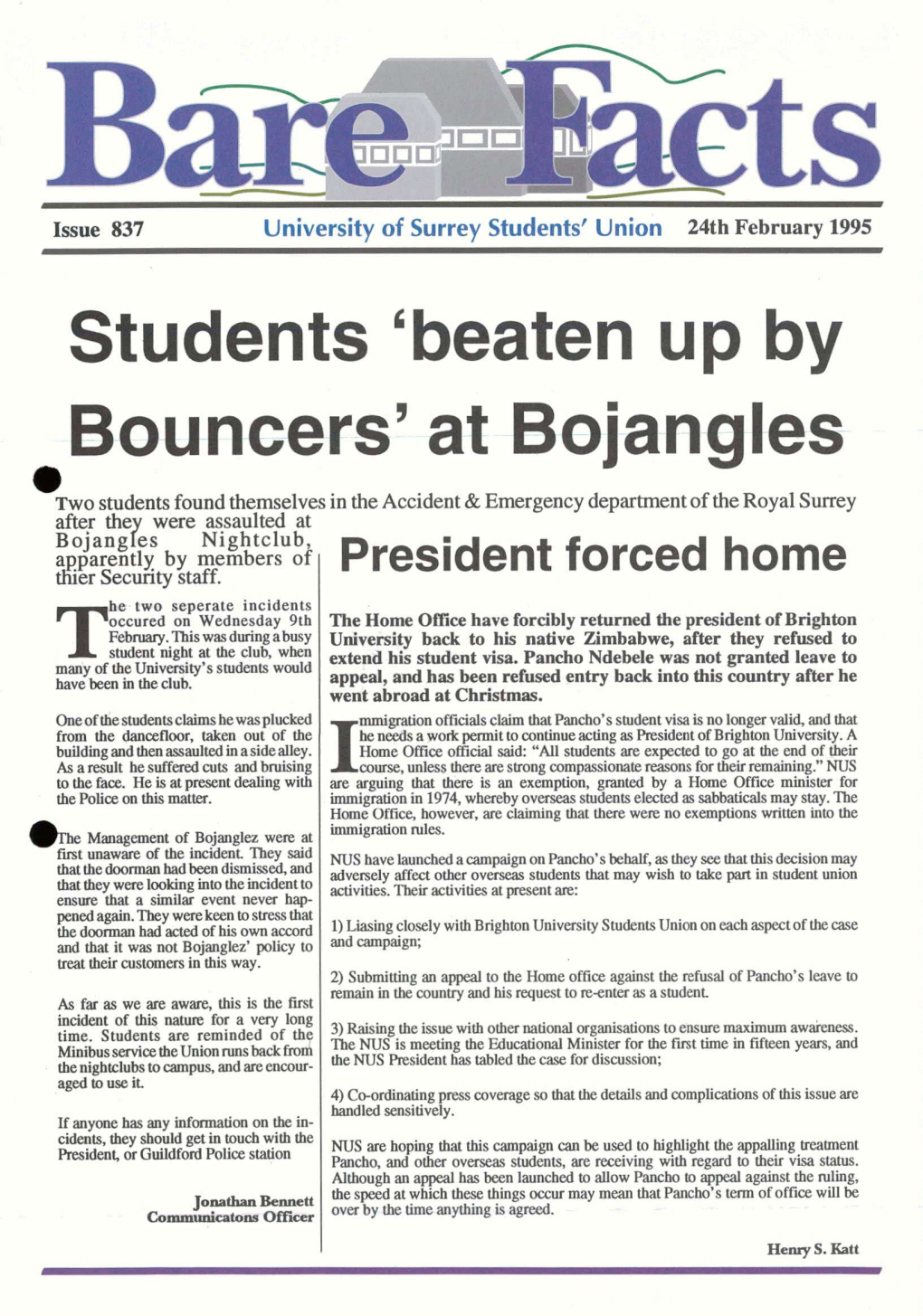 'Beaten up by Bouncers' at Bojangles