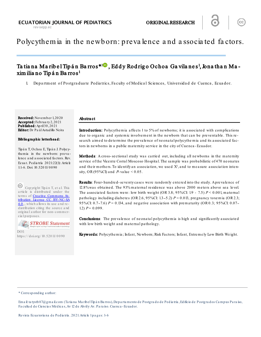 Polycythemia in the Newborn: Prevalence and Associated Factors