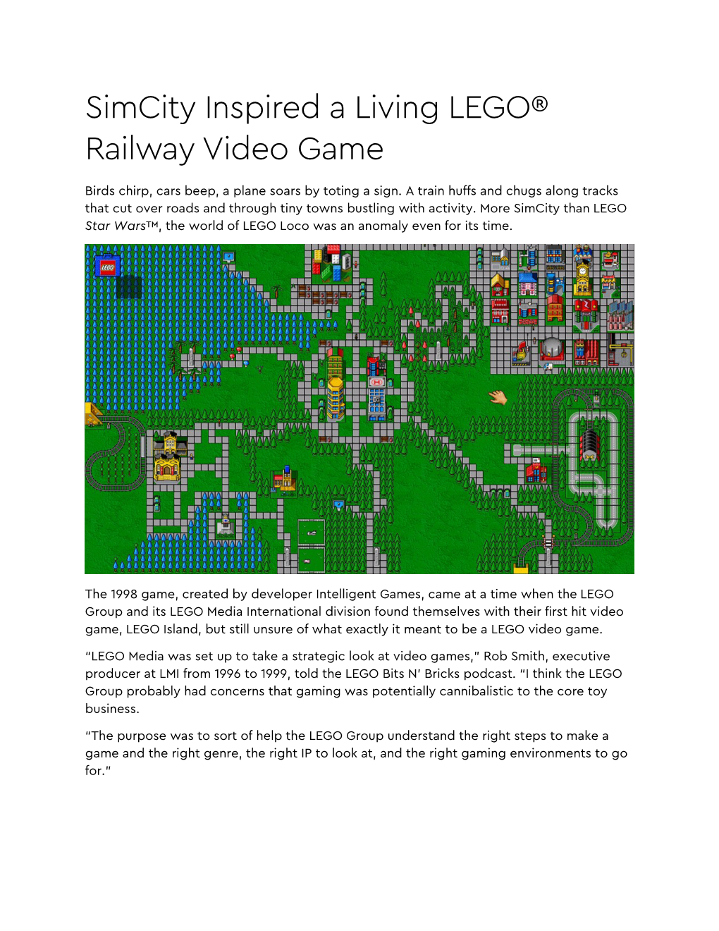 Simcity Inspired a Living LEGO® Railway Video Game