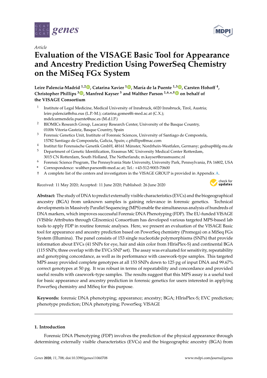 Evaluation of the VISAGE Basic Tool for Appearance and Ancestry Prediction Using Powerseq Chemistry on the Miseq Fgx System