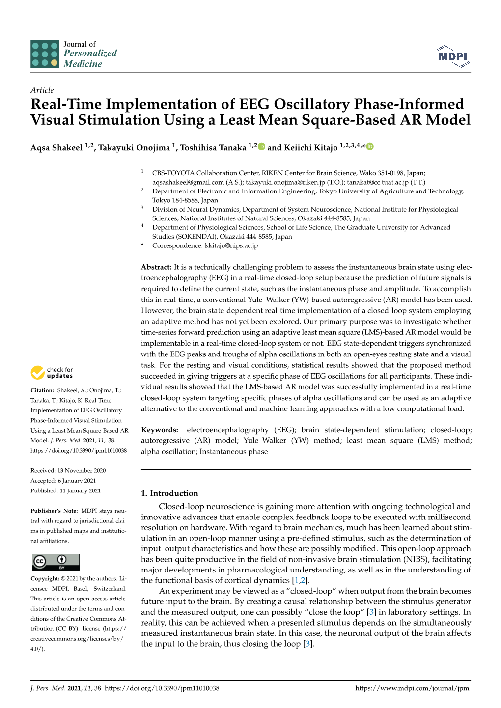 Real-Time Implementation of EEG Oscillatory Phase-Informed Visual Stimulation Using a Least Mean Square-Based AR Model