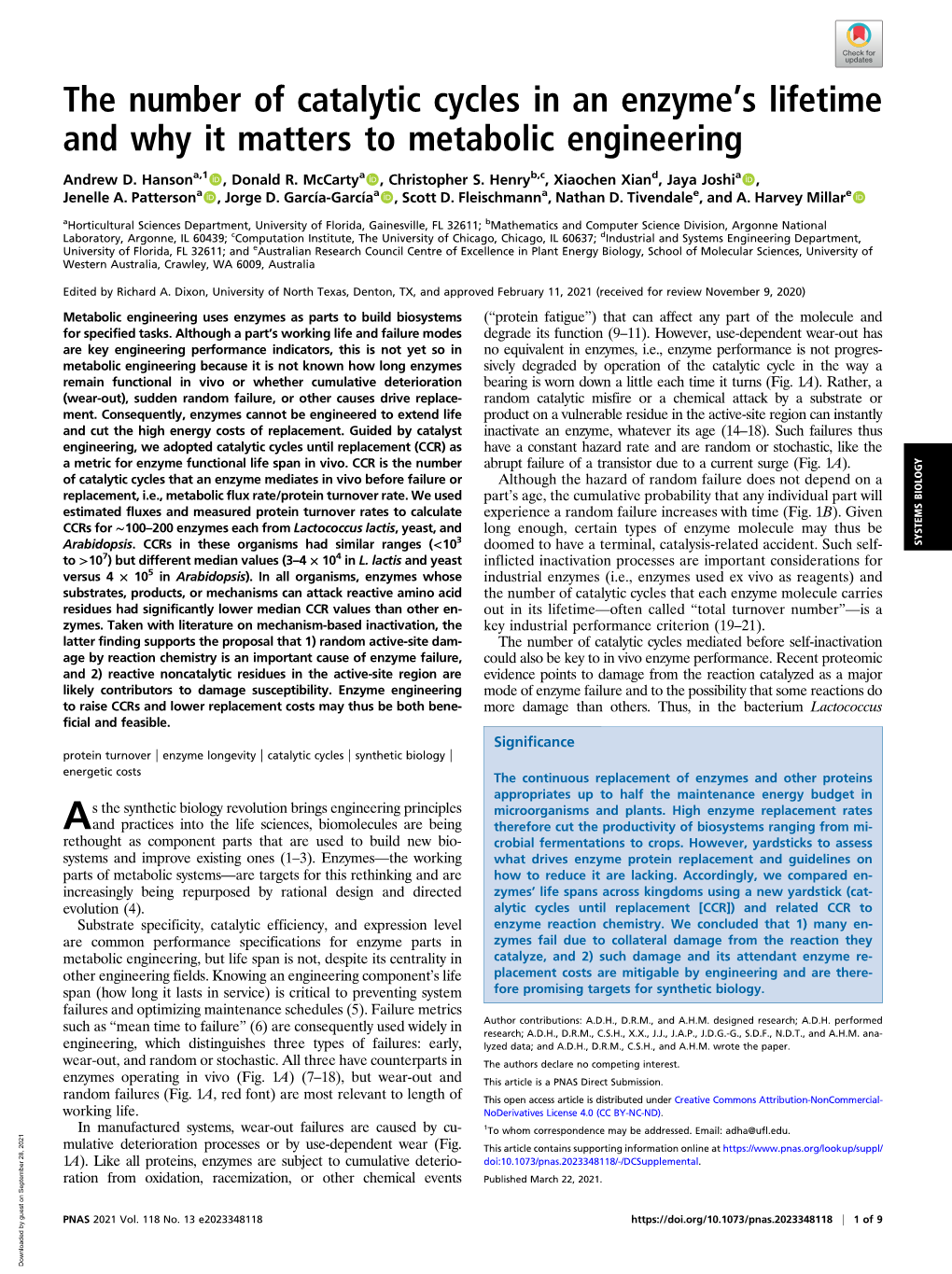 The Number of Catalytic Cycles in an Enzymets Lifetime and Why