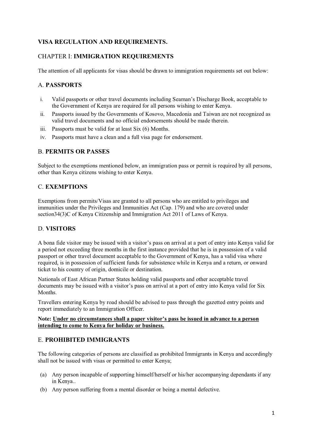 Visa Regulation and Requirements