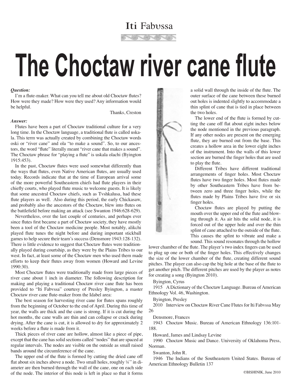 2010.06 the Choctaw River Cane Flute