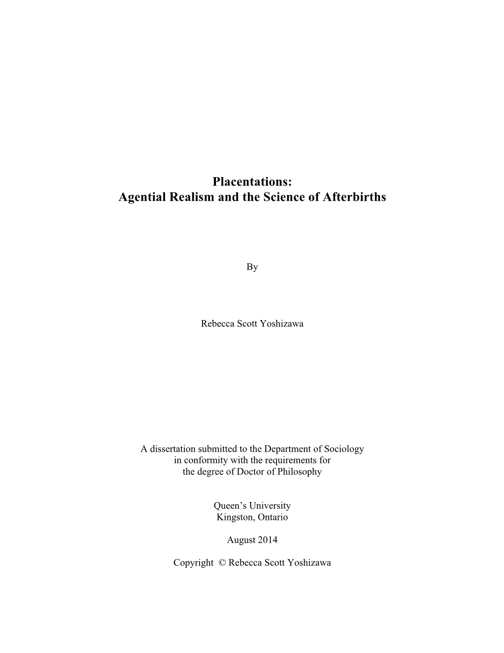 Placentations: Agential Realism and the Science of Afterbirths