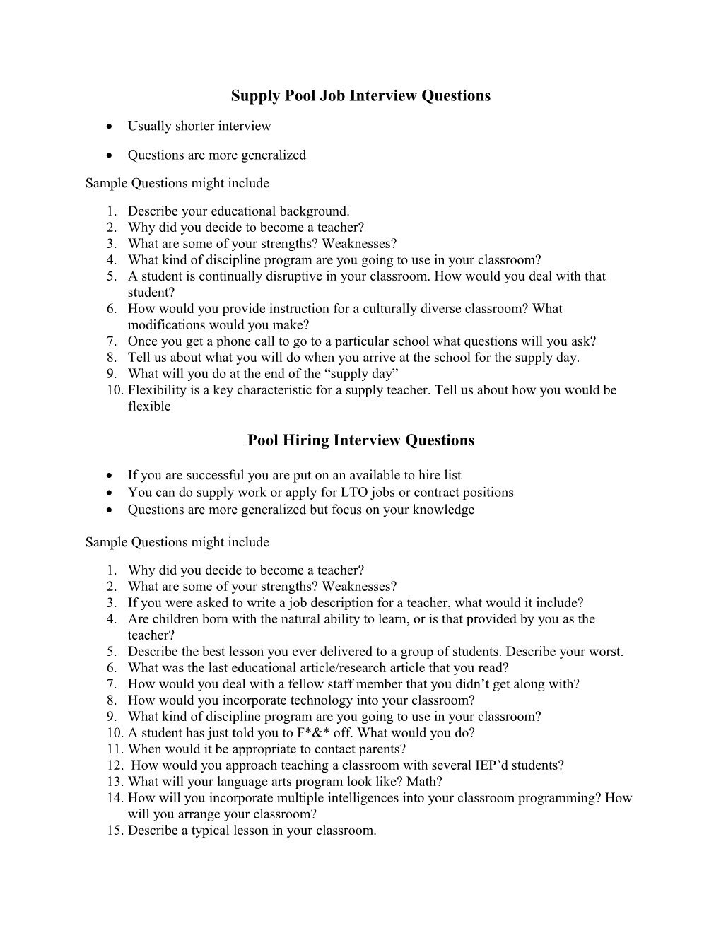 Supply Pool Job Interview Questionsgs08