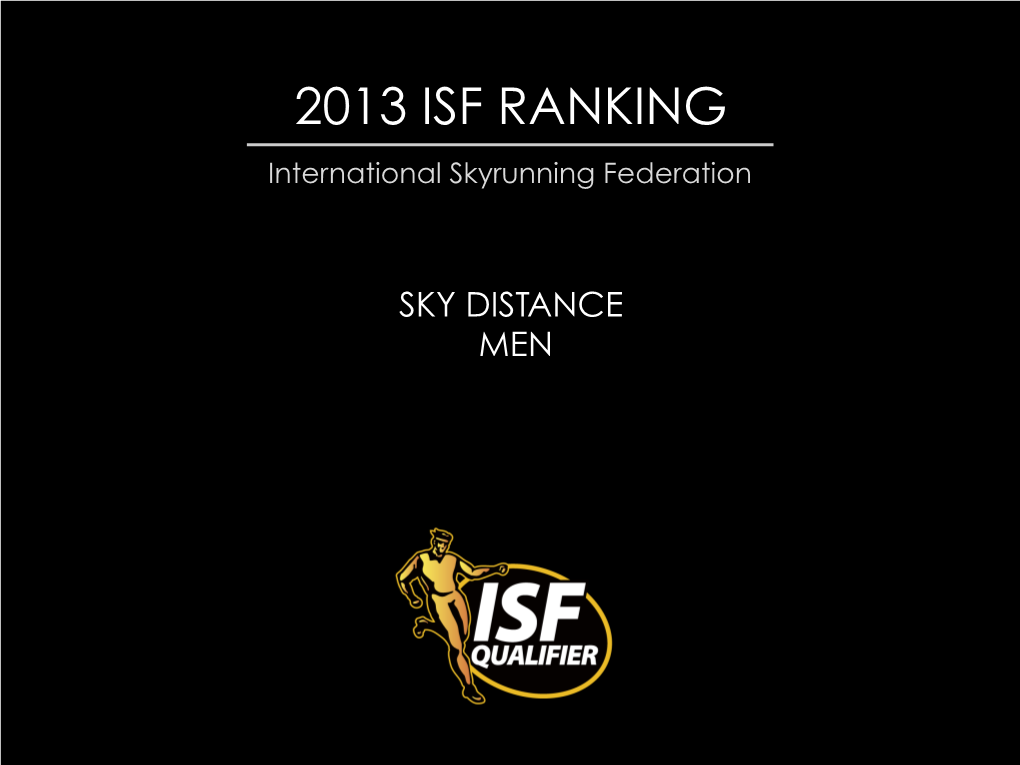 2013 ISF RANKING International Skyrunning Federation