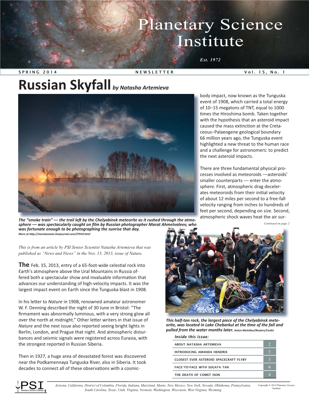 SPRING 2014 NEWSLETTER Vol