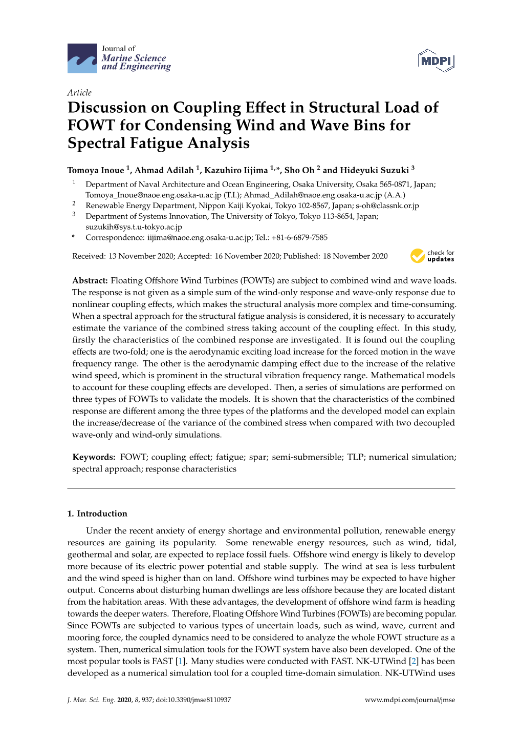 Discussion on Coupling Effect in Structural Load of FOWT For