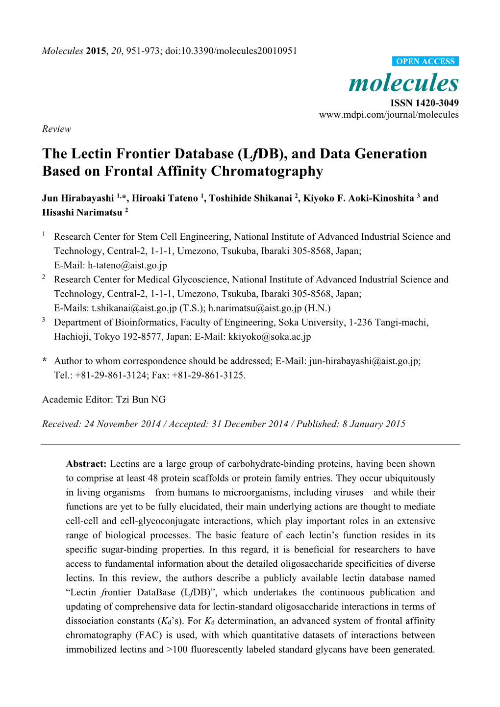 Lfdb), and Data Generation Based on Frontal Affinity Chromatography