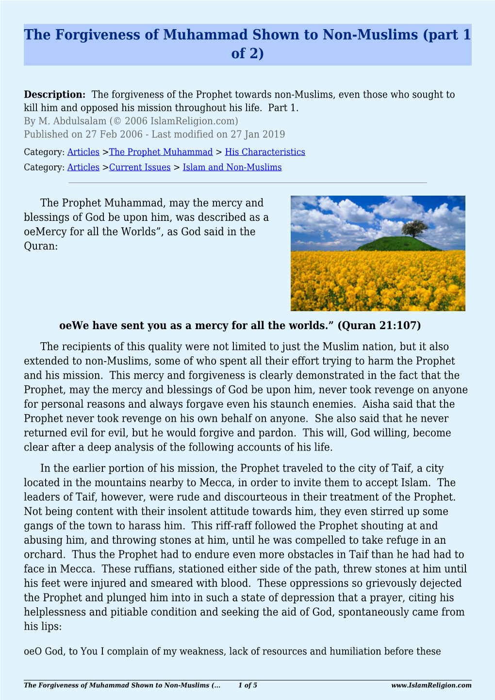 The Forgiveness of Muhammad Shown to Non-Muslims (Part 1 of 2)