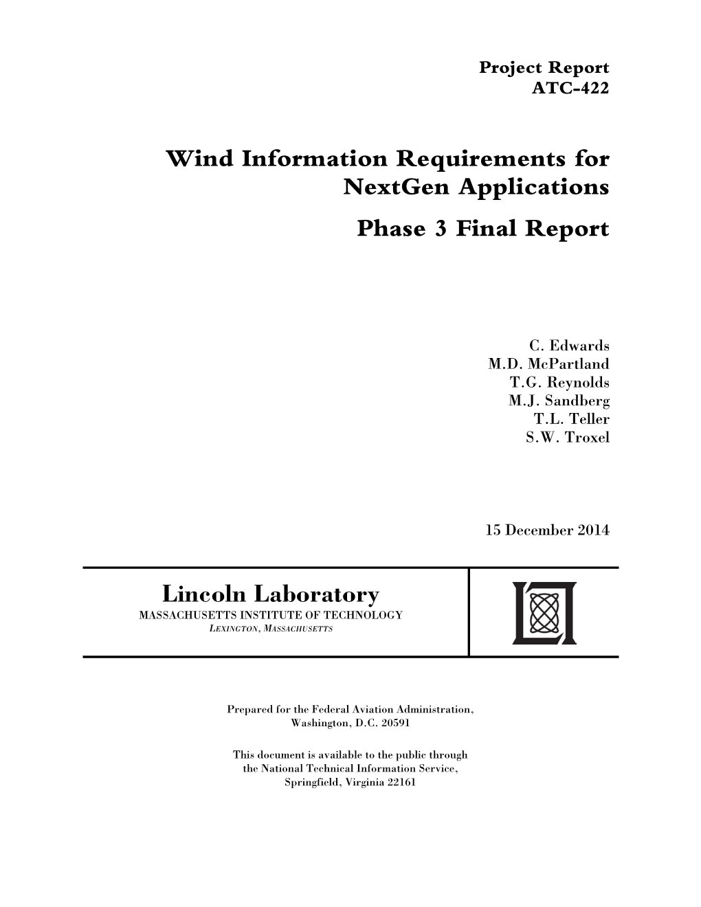 Wind Information Requirements for Nextgen Applications Phase 3 Final Report