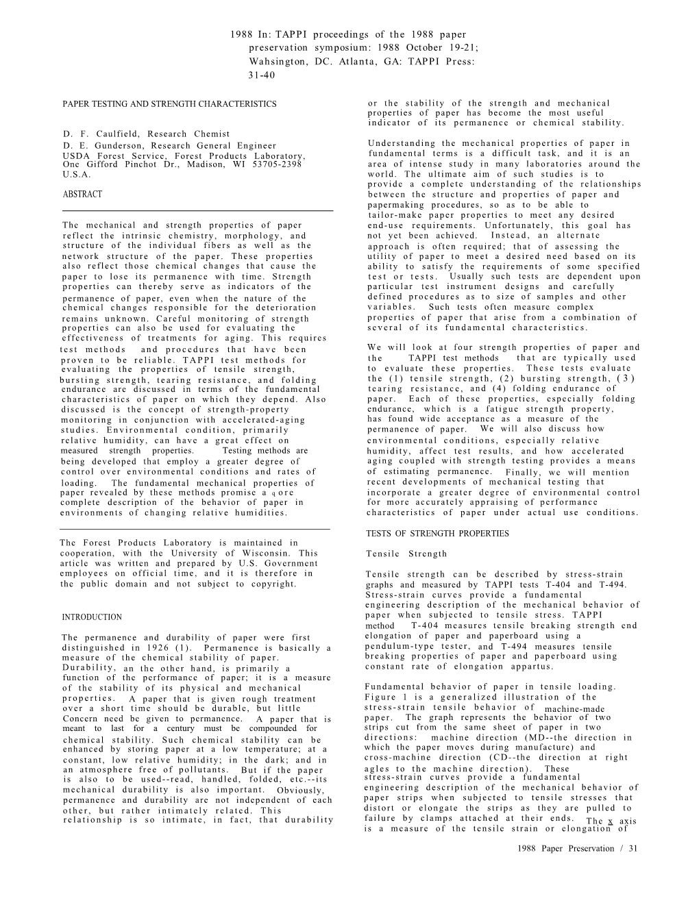 Paper Testing and Strength Characteristics