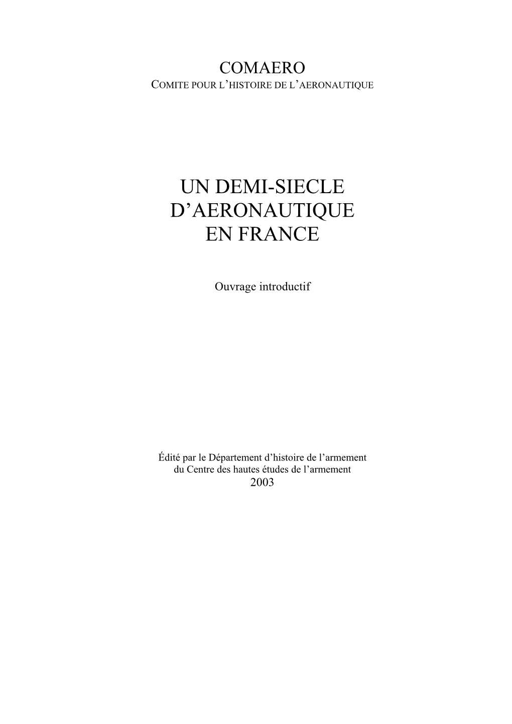 Un Demi-Siecle D'aeronautique En