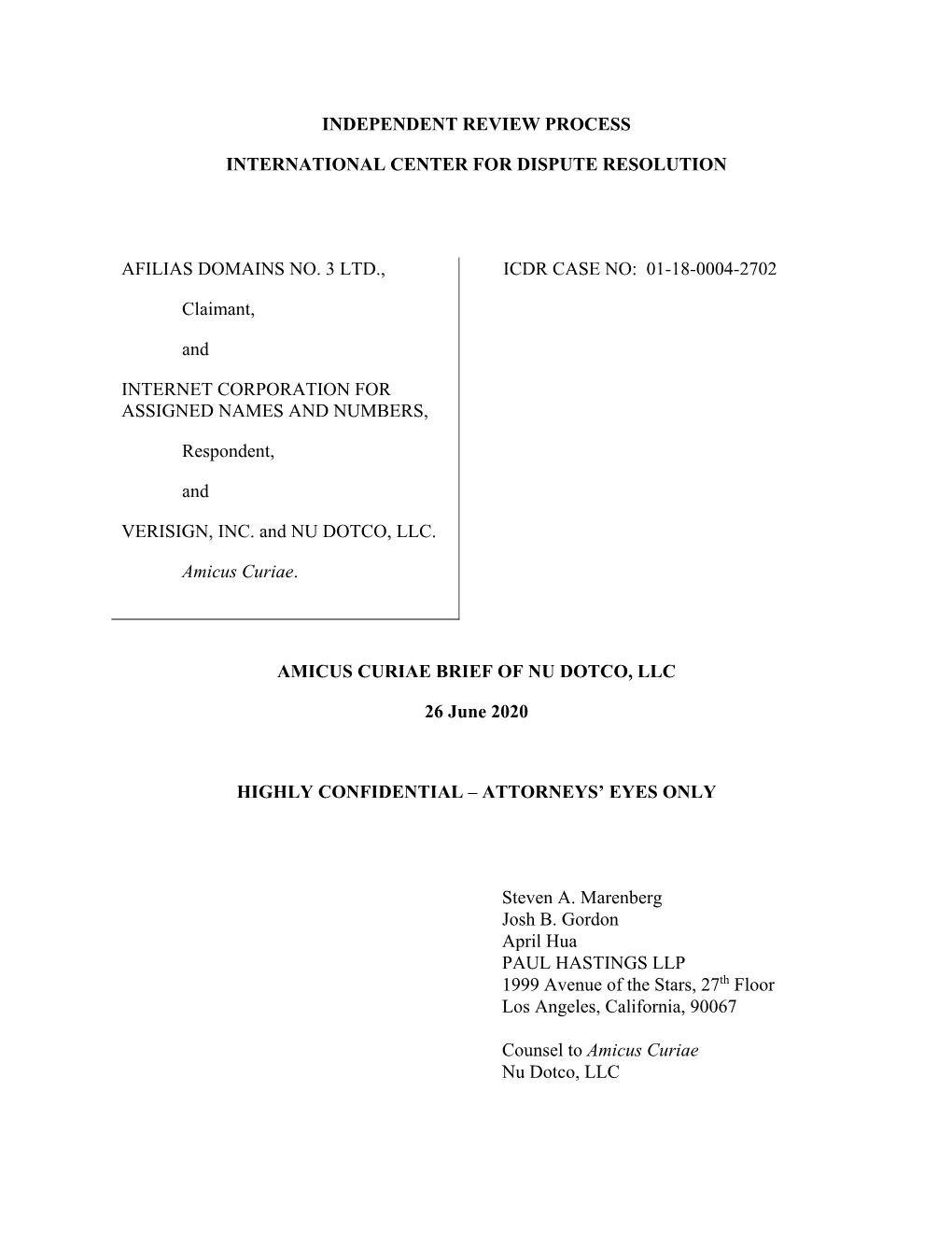 Amicus Curiae Brief of Nu Dotco, Llc