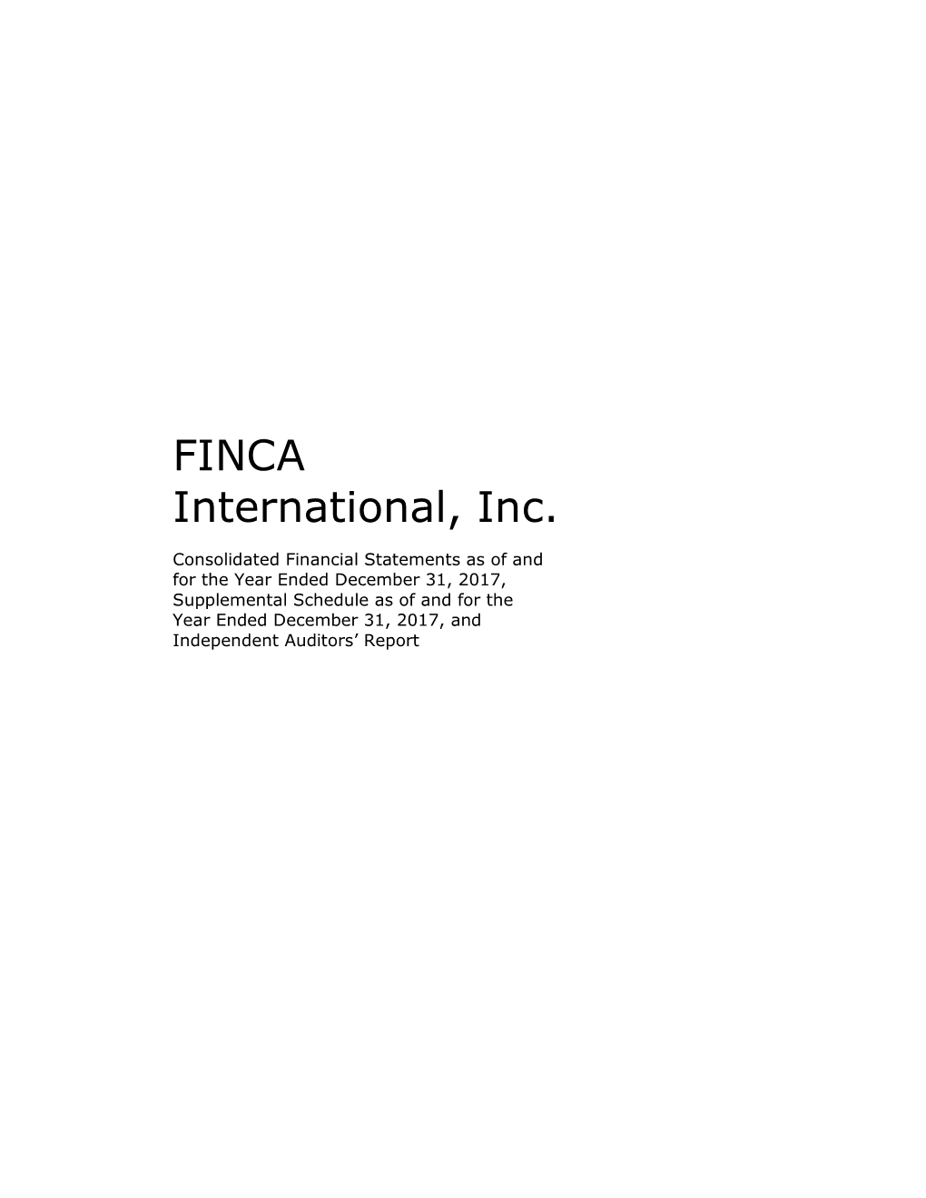 FINCA International, Inc