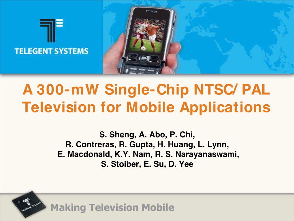 PAL Television for Mobile Applications