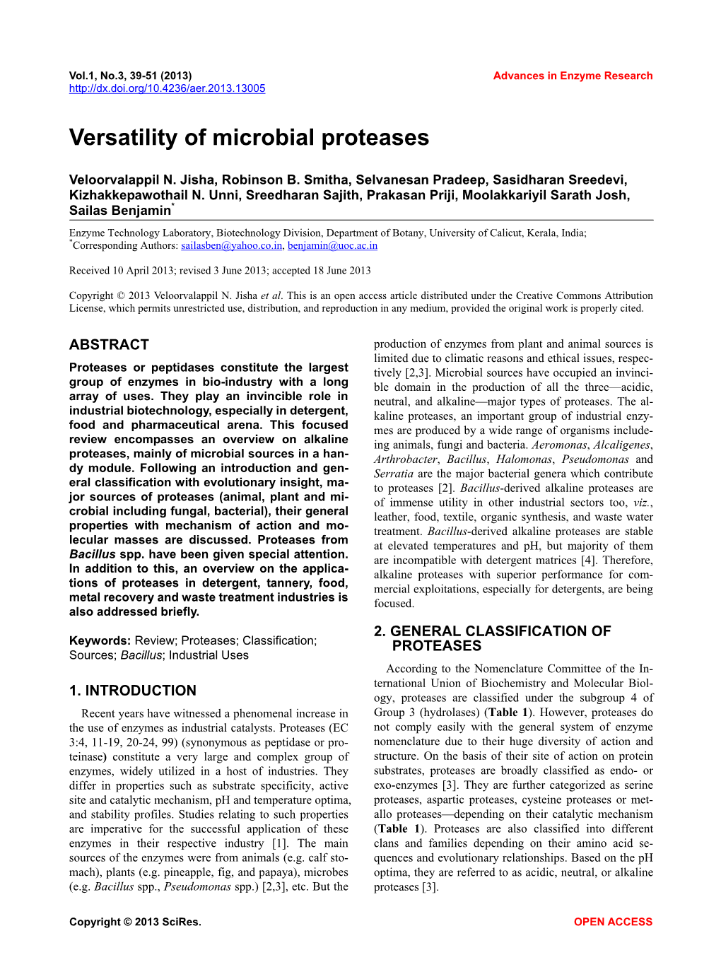 Versatility of Microbial Proteases