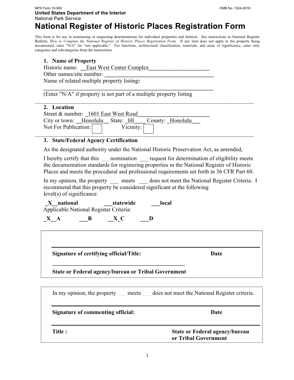 National Register of Historic Places Registration Form