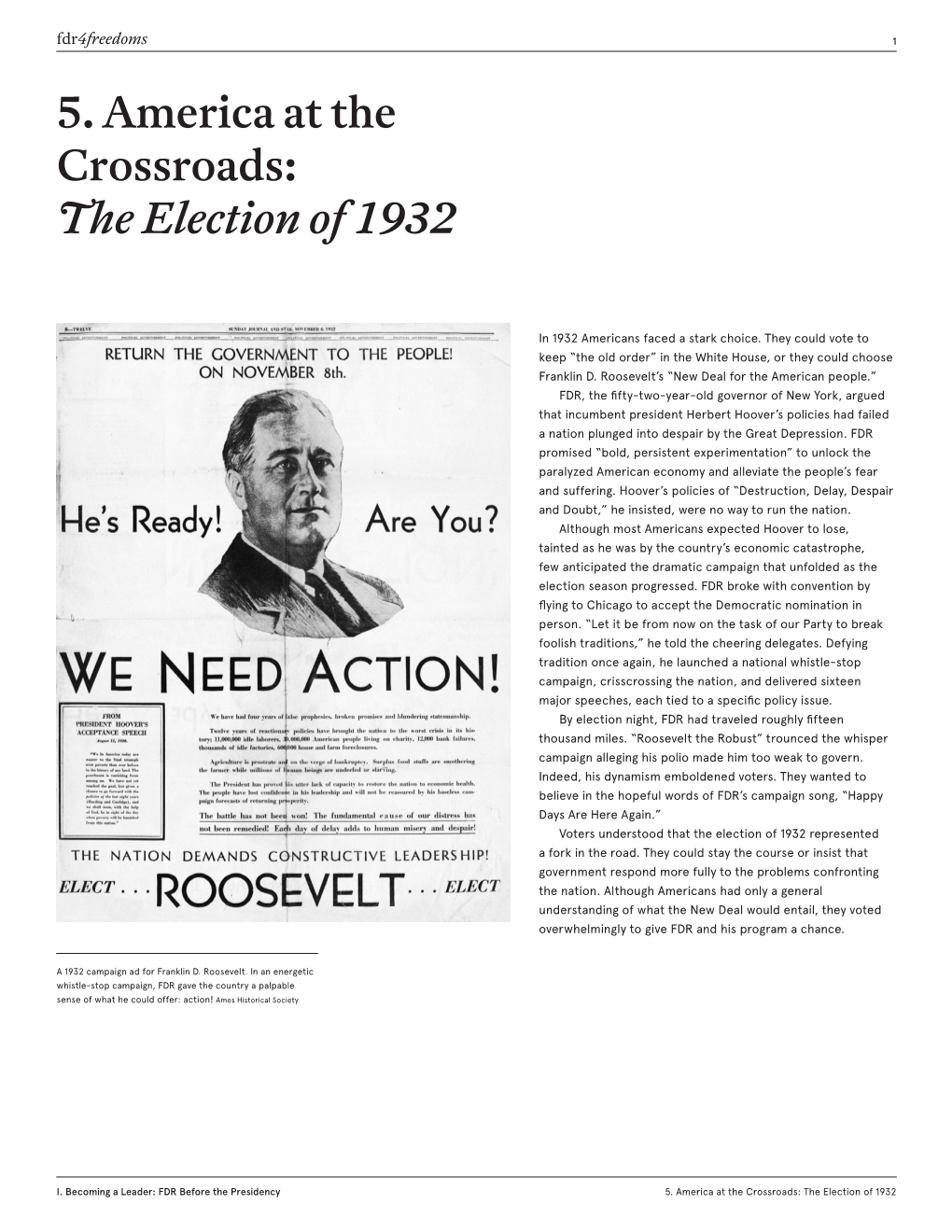 5. America at the Crossroads: the Election of 1932