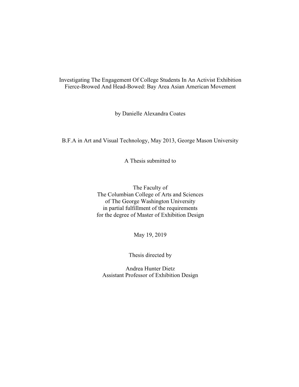 Investigating the Engagement of College Students in an Activist Exhibition Fierce-Browed and Head-Bowed: Bay Area Asian American Movement
